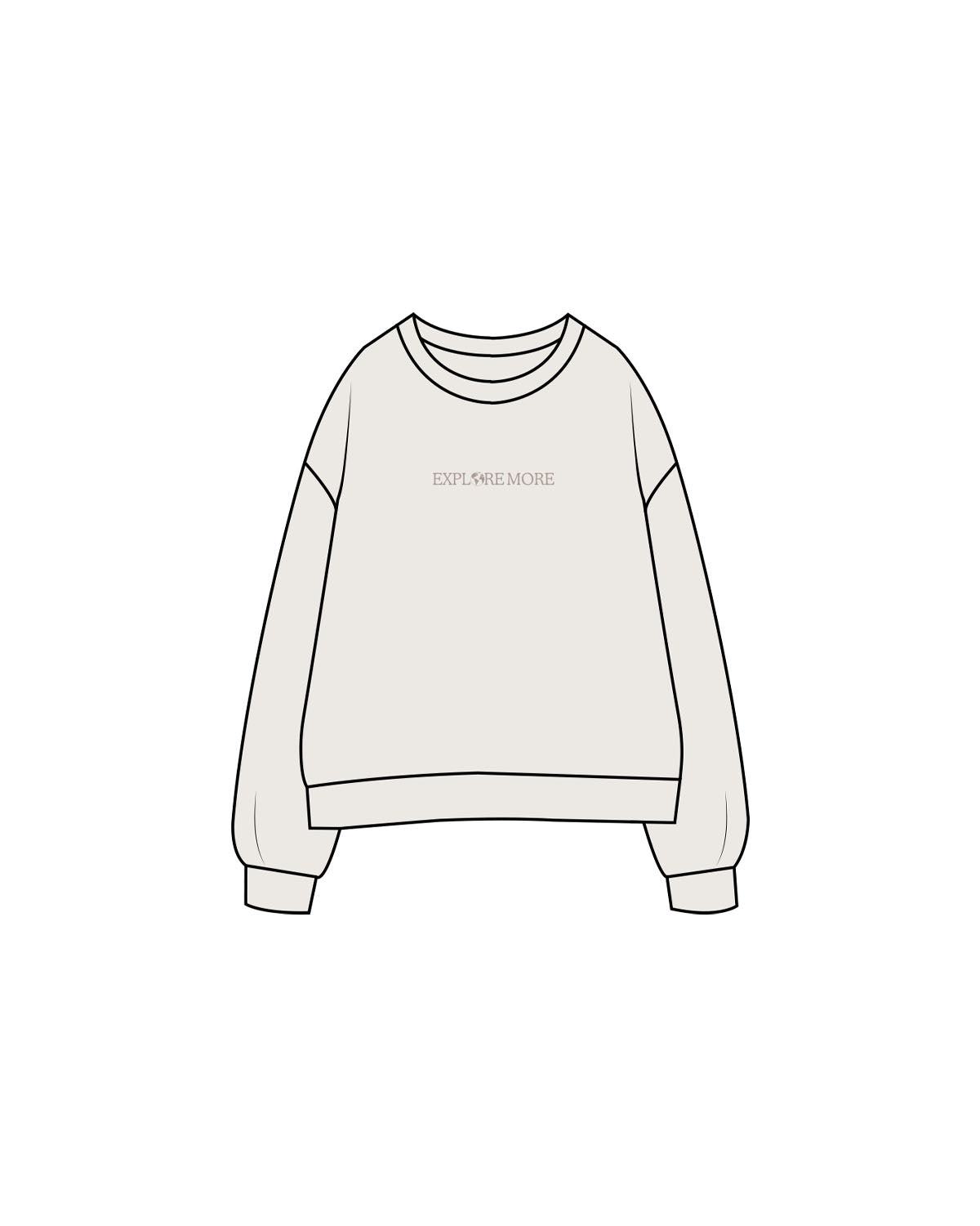 The Womens Crewneck - Bone - Explore More - Center Chest - Embroidered - Tone on Tone