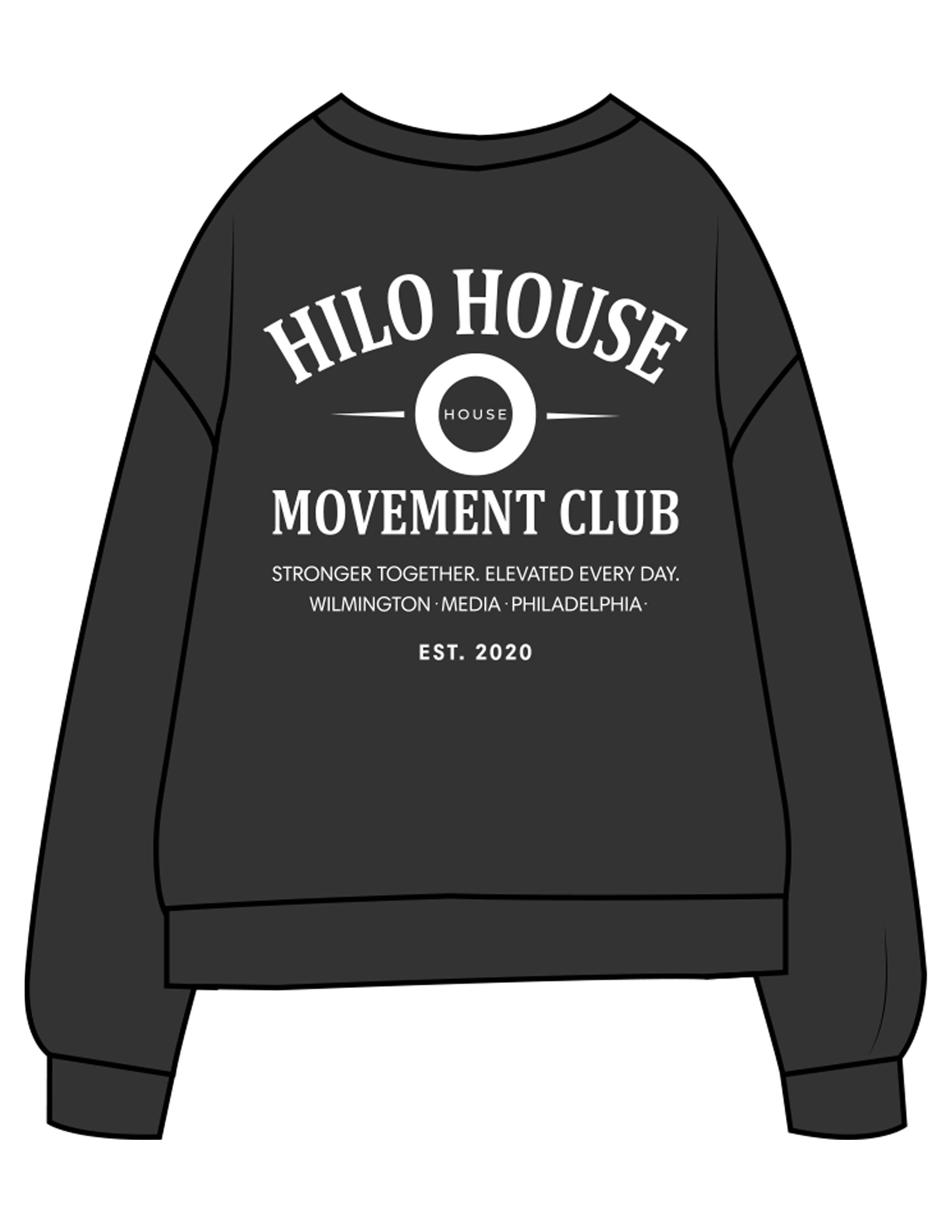 The Midweight Unisex Crewneck - Washed Black - HiLo - Center Chest & Back Stacked - Printed - White
