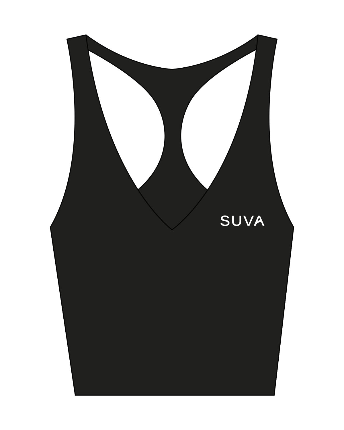 The Racer Tank - Black - SUVA - Left Chest & Back  - Printed - White