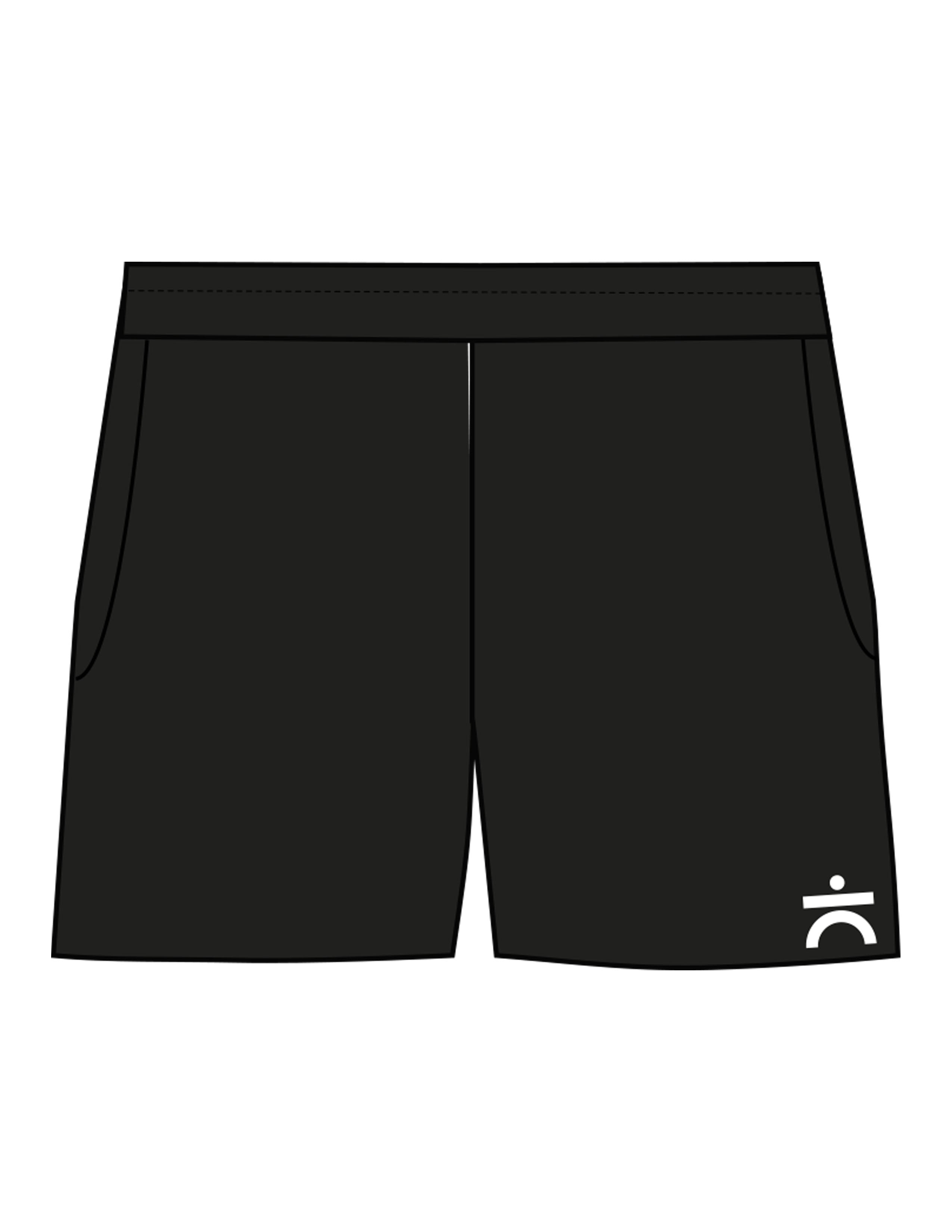 The Womens Sweat Shorts - Black - enCore Pilates - Left Leg - EMB - White