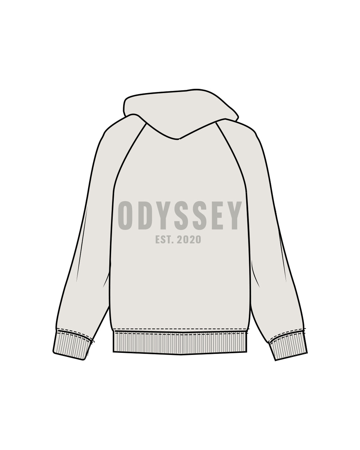 The Mens Hoodie - Washed Bone  - Odyssey Performance - Left Chest & Back Stacked - Tone on Tone