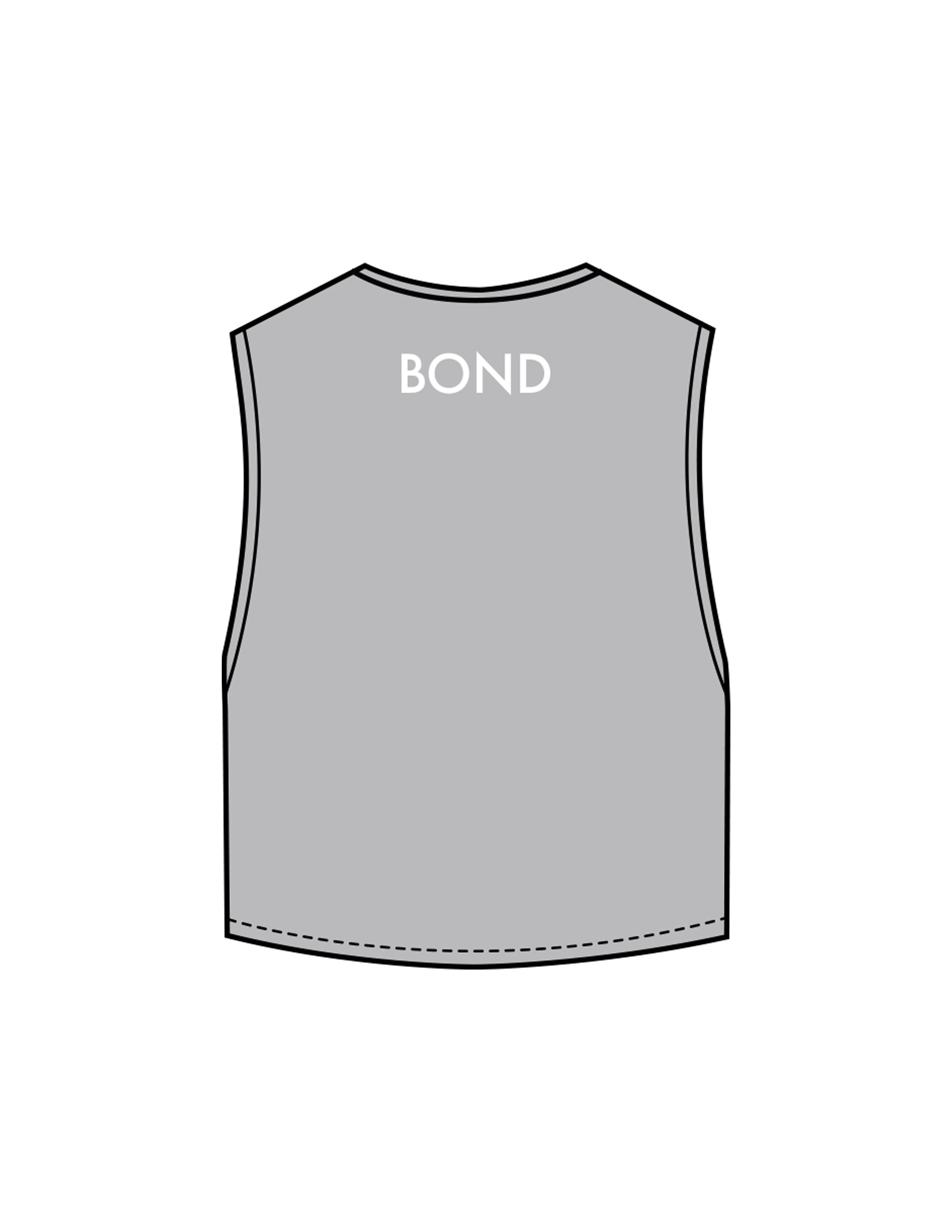 The Crop Muscle Tank - Storm - Bond Fitness - Center Chest Round & Upper Back - Printed - White