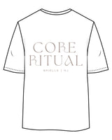 The Womens Oversized Tee - White - Core Ritual - Left Chest & Back Center NJ - Bone
