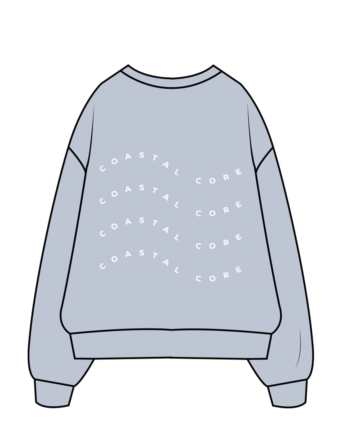 The Womens Crewneck - Powder - Coastal Core - Left Chest & Back Center - White