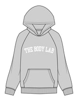 The Womens Hoodie - Heather - Body Lab - Center Chest Arc - Printed - White