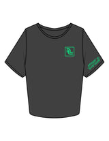 The Crop Tee - Charcoal - Fase Lagree - Left Chest & Left Sleeve - Printed - Emerald