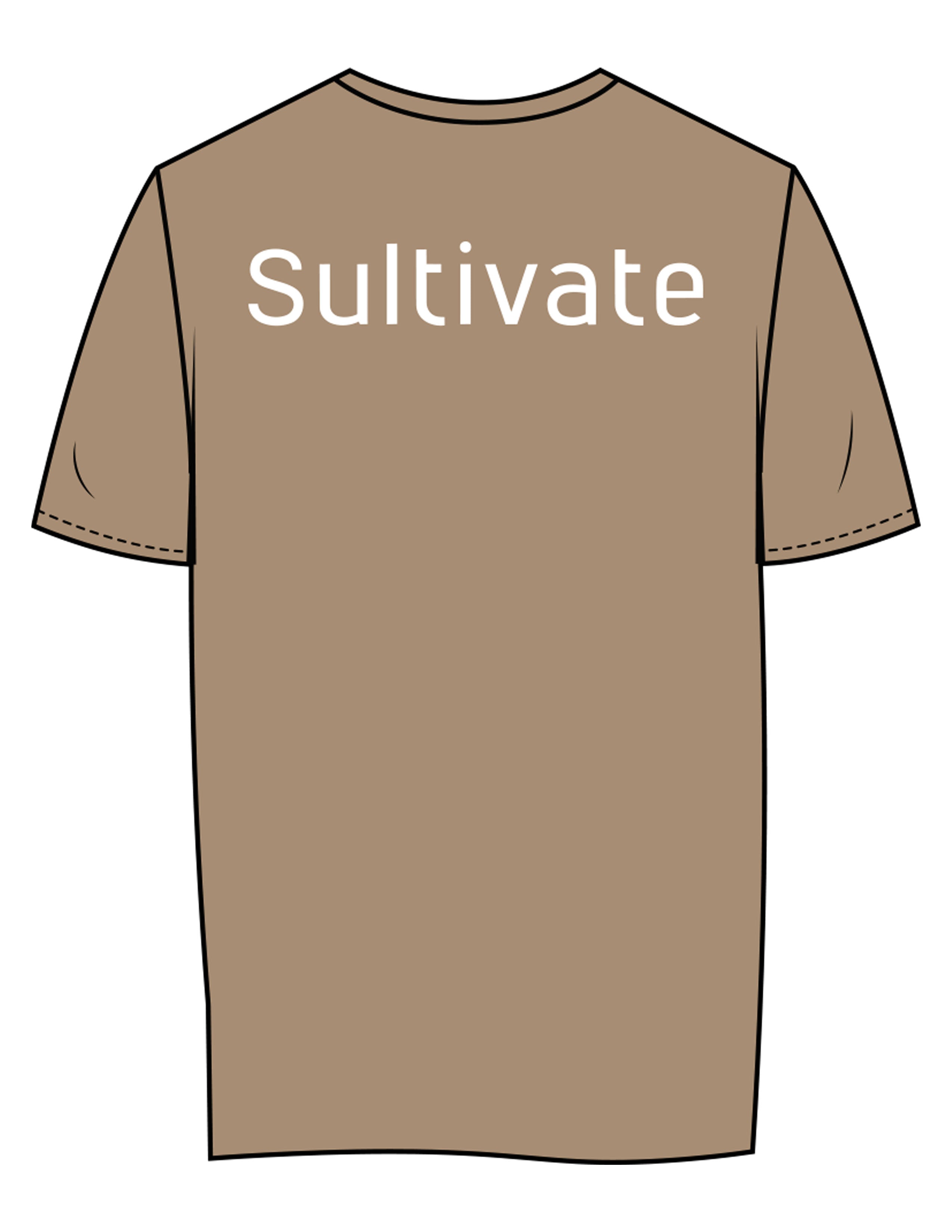 The Womens Tee - Sand - Sultivate - Center Chest Stacked & Upper Back - Printed - White