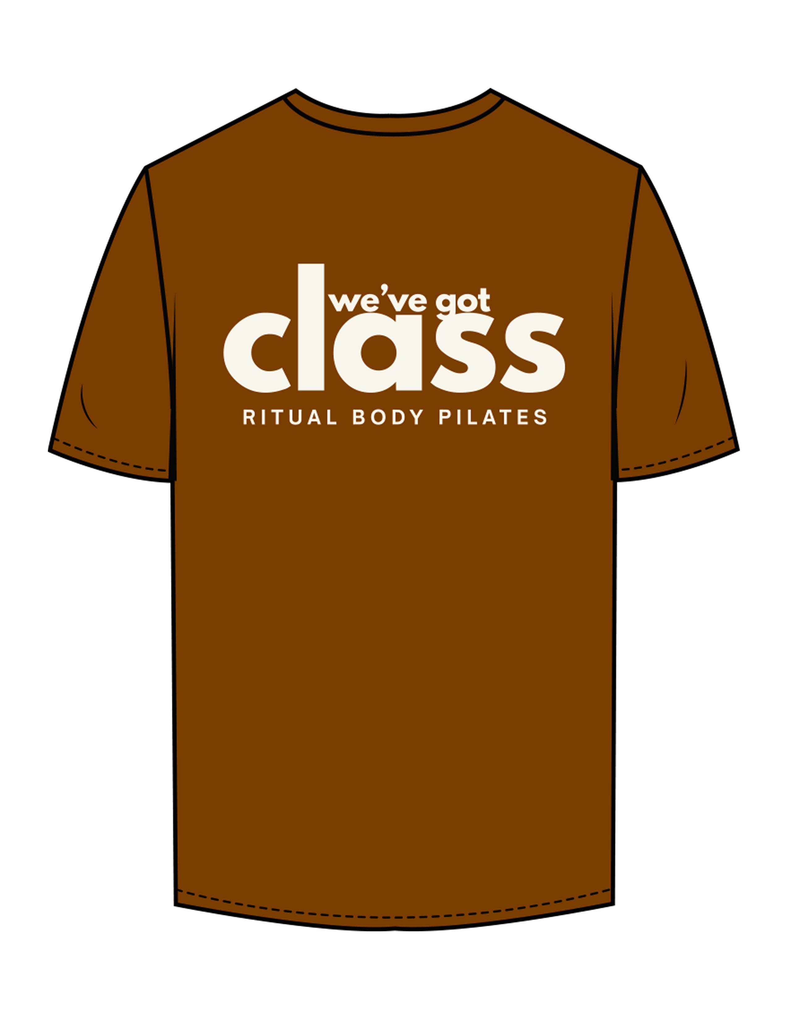 The Mens Tee - Chocolate - Ritual Body - Center Chest & Back Stacked - Printed - Off White