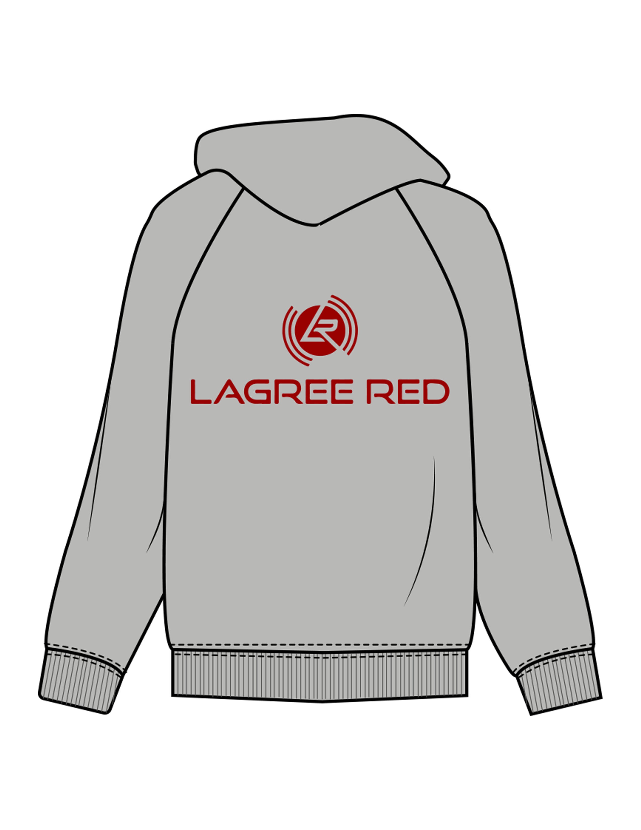 The Mens Zip Hoodie - Heather - Lagree Red - Left Chest & Back Stacked - Printed - Full Color