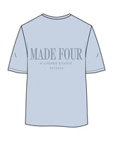 The Womens Oversized Tee - Powder - M4Lagree - Greenville - Left Chest & Back Center Stacked - Tone on Tone