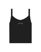 The Micro Rib Strappy Crop Tank - Black - Studio Physique - Center Chest Arc - Printed - White