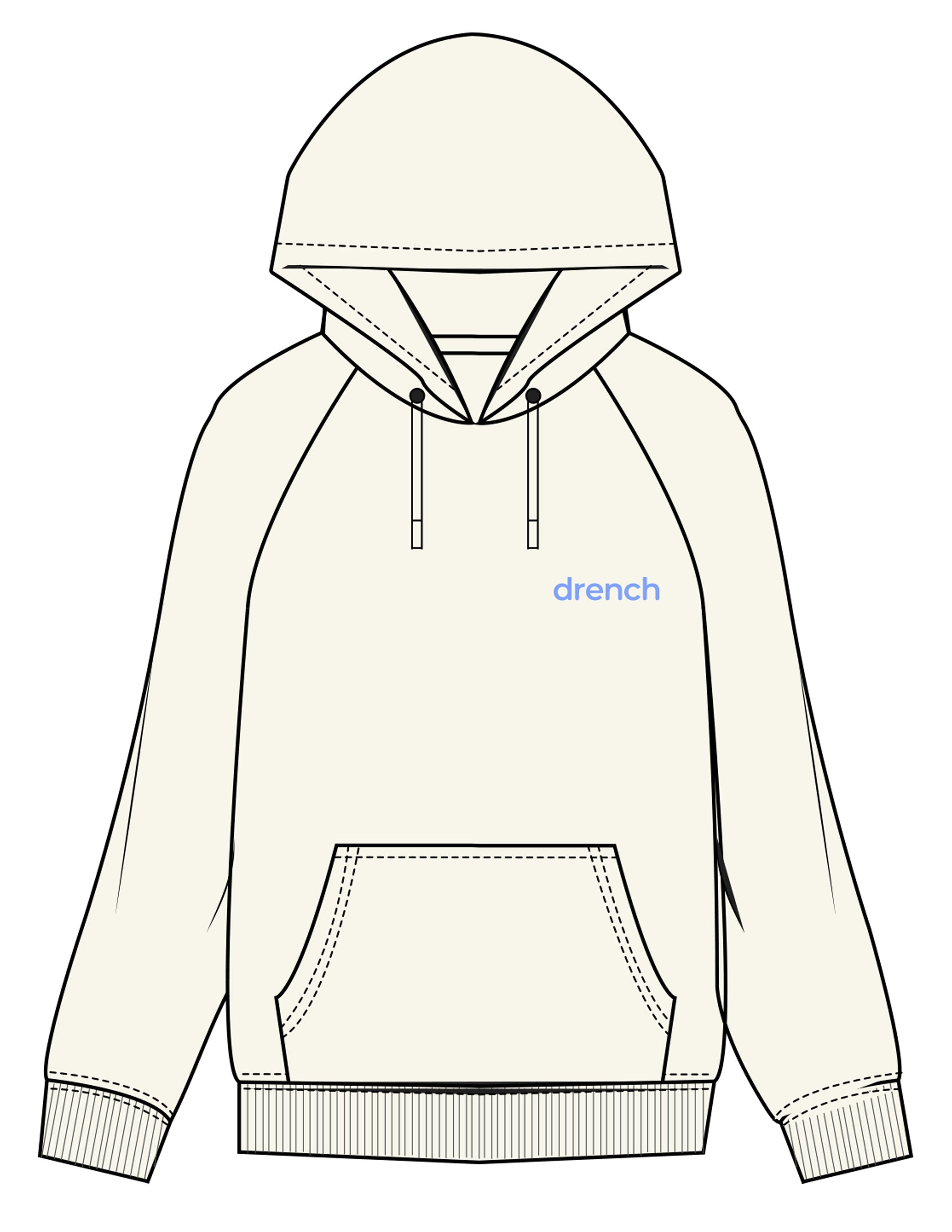 The Mens Heavyweight Hoodie - Off White - Drench - Left Chest - EMB - Periwinkle