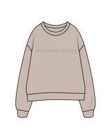 The Womens Crewneck - Bone - Reforming Pilates - Chest Center & Back Neckline - Tone on Tone
