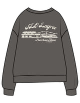 The Midweight Unisex Crewneck - Washed Black - Powerhouse Fitness - Left Chest EMB & Back Stacked "LAGREE" Printed - Off White