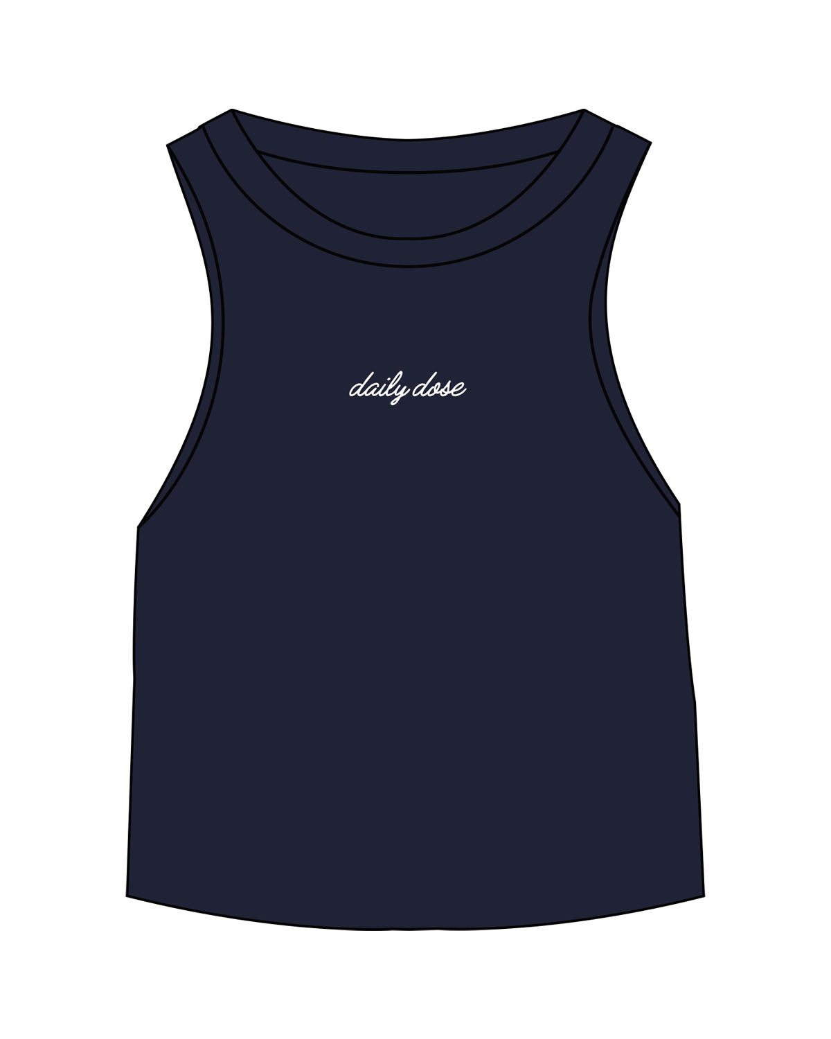 The Micro Rib Racer Crop - Navy - Dose - Center Chest - White