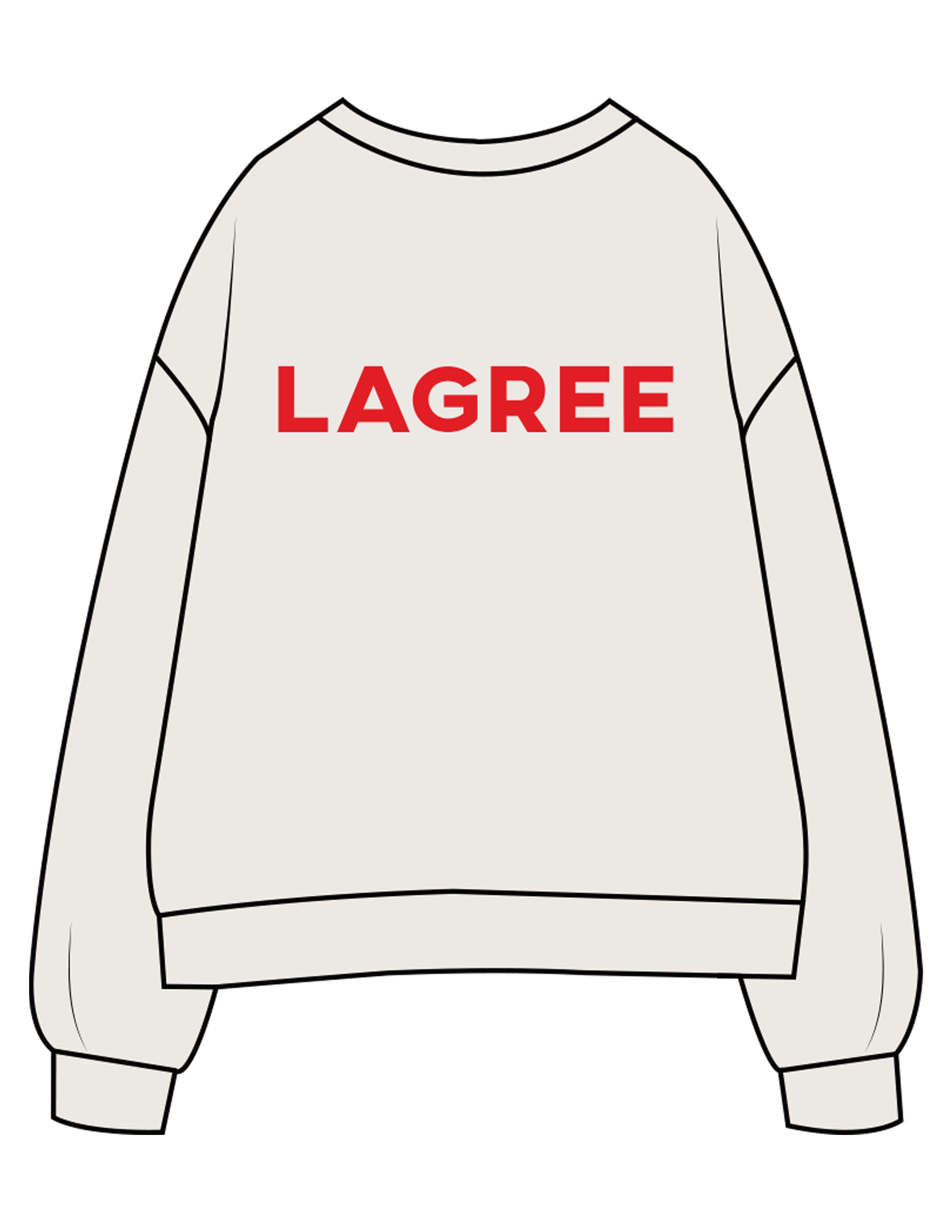 The Womens Crewneck - Bone - Method Lagree - Left Chest Embroidered Full Color - Center Back Printed - Red