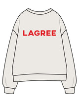 The Womens Crewneck - Bone - Method Lagree - Left Chest Embroidered Full Color - Center Back Printed Red