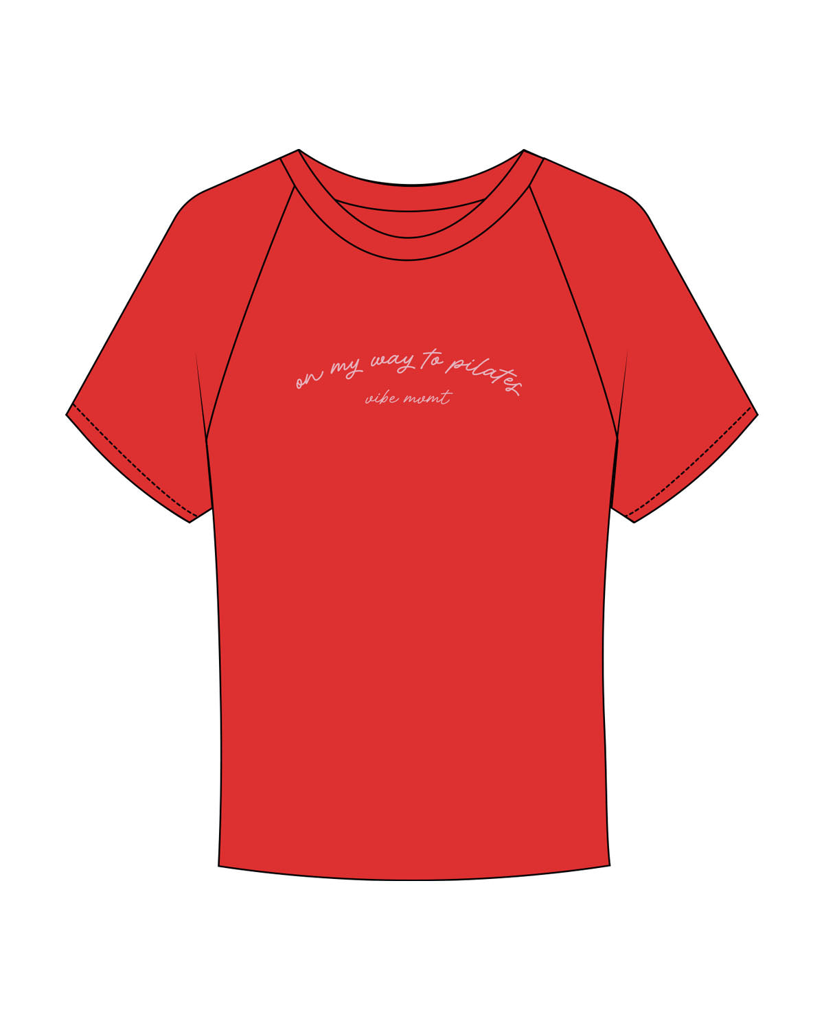 The Micro Rib Baby Tee - Red - Vibe Barre - Center Chest Arched Stacked - Printed - Pink
