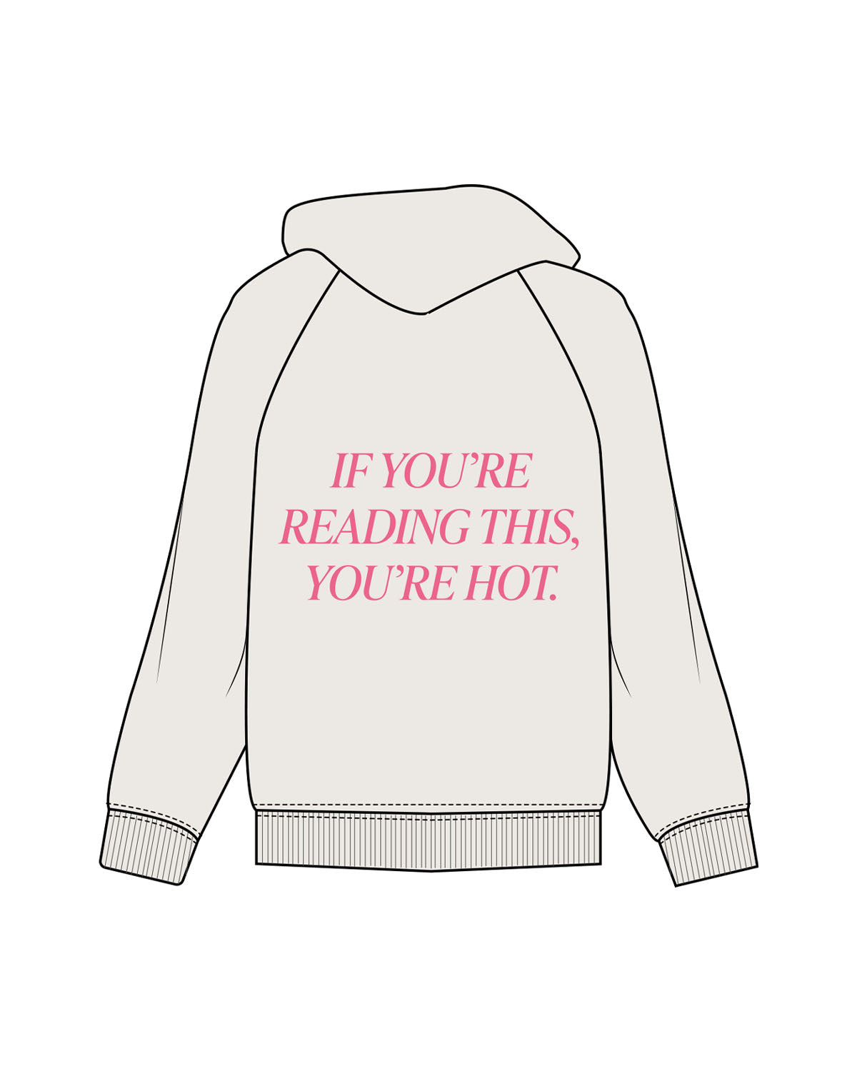 The Womens Hoodie - Bone - Melt Hot Pilates - Center Chest & Center Back - Printed - Pink