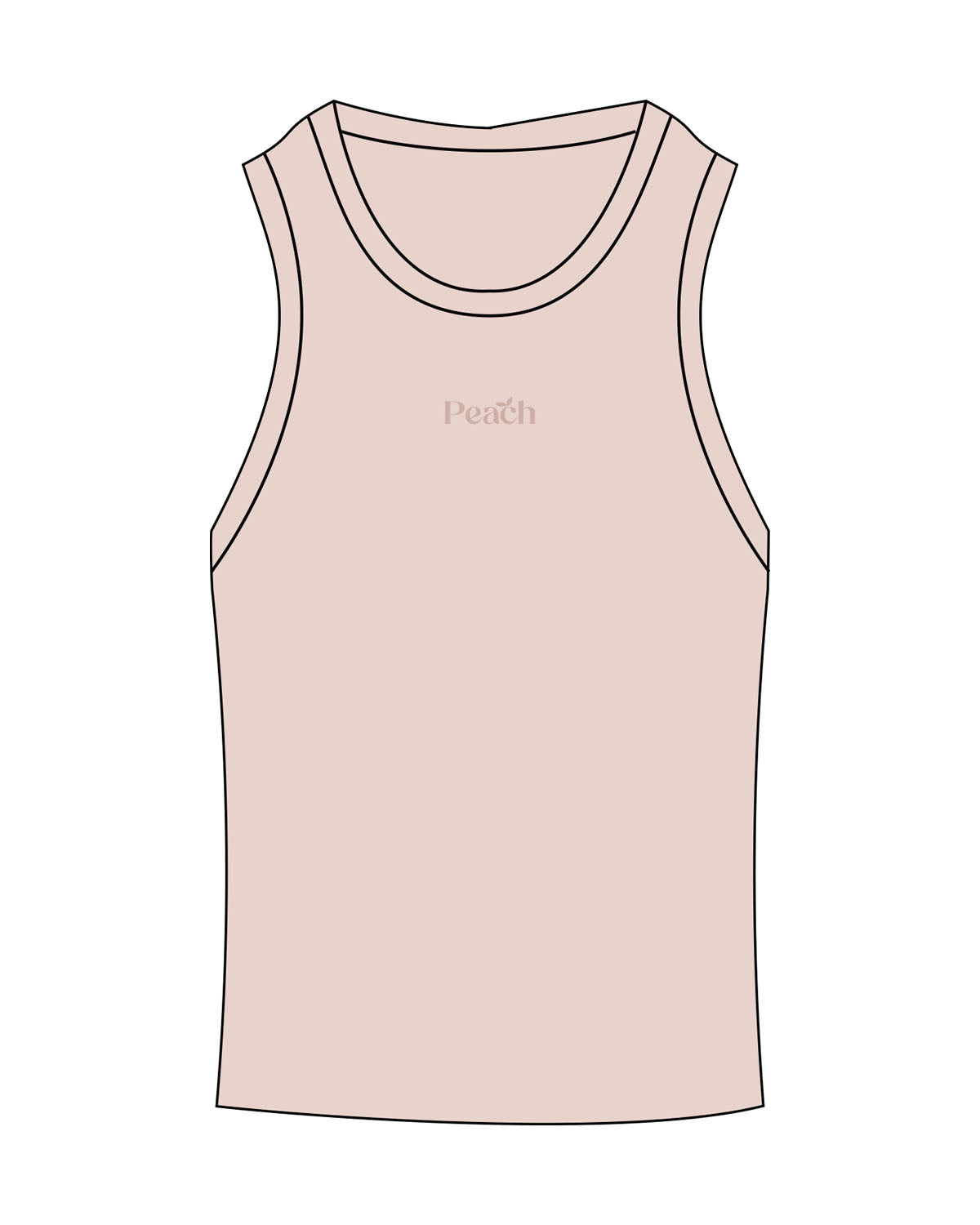 The Micro Rib Full Length Tank - Taupe Heather - Peach F.L - Center Chest - Printed - Tone on Tone