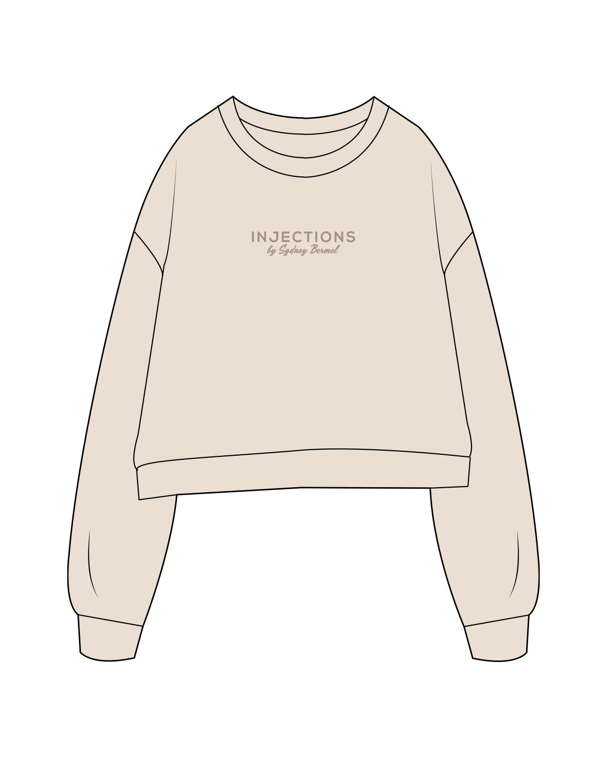 The Studio Crop - Latte - Injections by SB - Center Chest Stacked - Printed - Tone on Tone