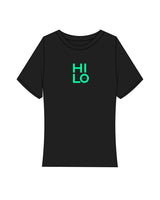 The Baby Tee - Black - Hilo House - Center Chest Stacked - Neon