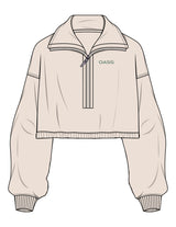 The Suede 1/2 Zip - Latte - OCWC - Left Chest "OASIS" - Embroidered - Green