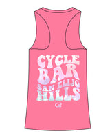 The Womens Full Length Tank - Hot Pink - Cyclebar - Center Chest Stacked & Back Icon - Printed - Full Color