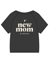 The Kids Heavyweight Tee - Washed Black - New Mom School - Left Chest & Back Stacked - Printed - Off White