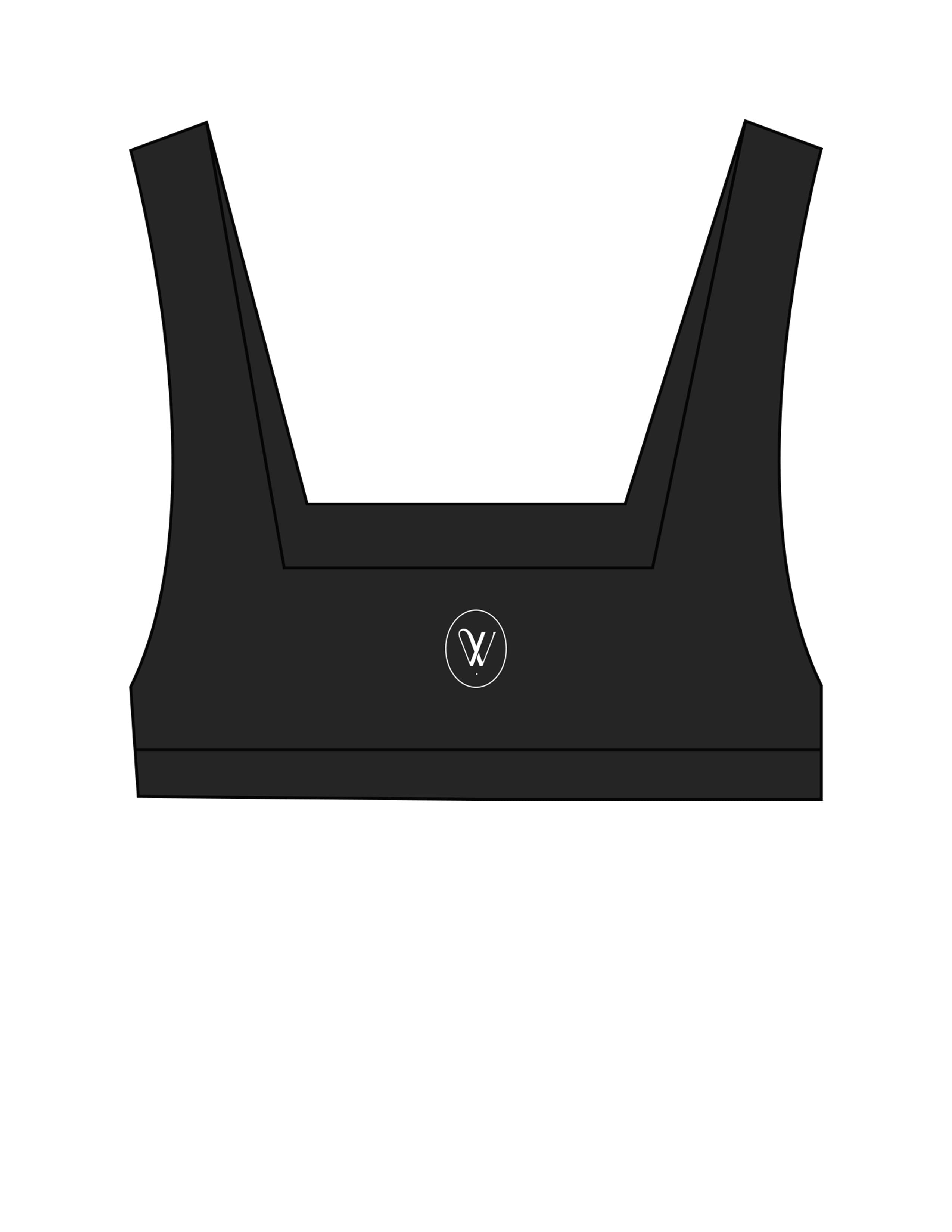 The Box Cut Bra - Black - Velvaere - Center Chest & Center Back - Printed-  White