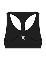 The Racer Bra - Black - Higher Ground - Center Back Eye Icon - Printed - White