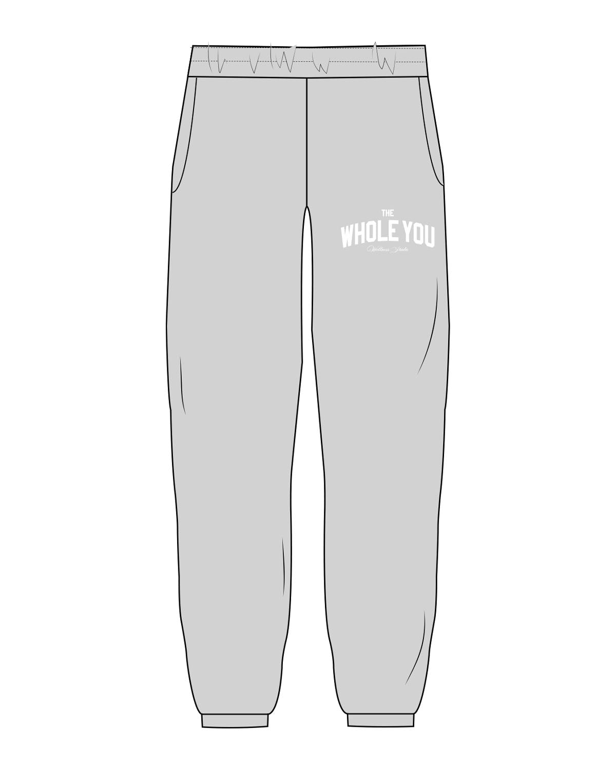 The Womens Sweatpants - Heather - The Whole You Wellness - Left Chest Stacked - Printed - White