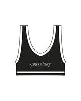 The Piped Bra - Black - Onyx & Ivory - Center Back - Printed - Off White