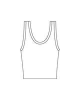 The Piped 3/4 Crop Tank - White - enCore Pilates - Lower Left - Printed - Black