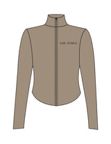 The 3/4 Crop Zip Jacket - Brown - Bare Pilates - Left Chest & Back Neckline - Printed - Brown