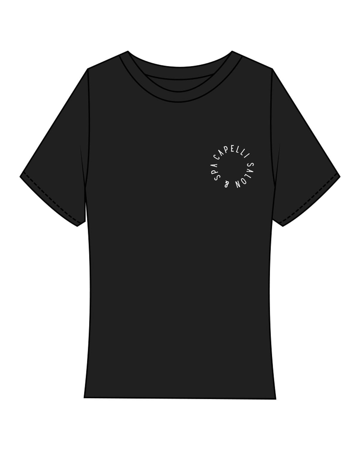 The Baby Tee - Black - Capelli Salon & Spa - Left Chest Round - White
