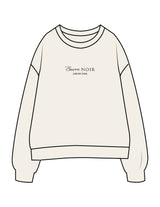 The Womens Crewneck - Butter - Pilates Method/Barre Noir - Center Chest Stacked - Printed - Black