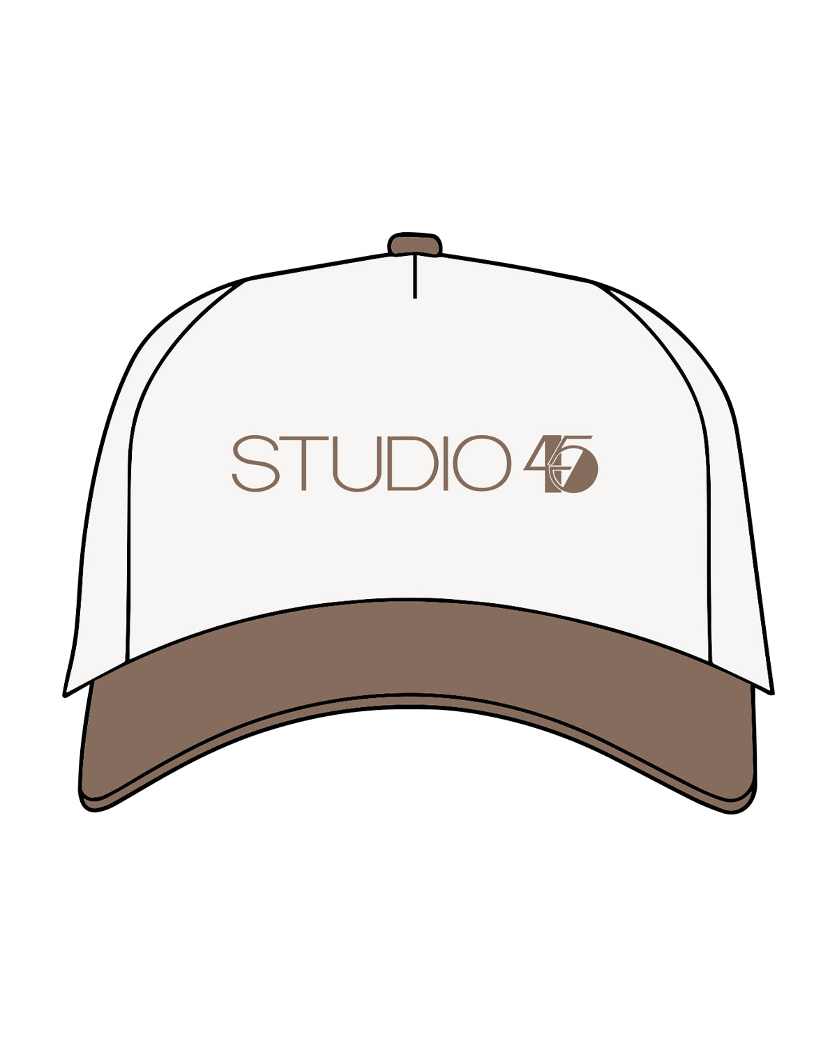 The Canvas Cap - Natural / Walnut - Studio 45 - Center Front - Embroidered - Walnut Puff Stitch