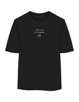 The Womens Oversized Tee - Black - Rustic Roots Asthetics - Center Chest Stacked & Back Stacked - Printed - Ivory
