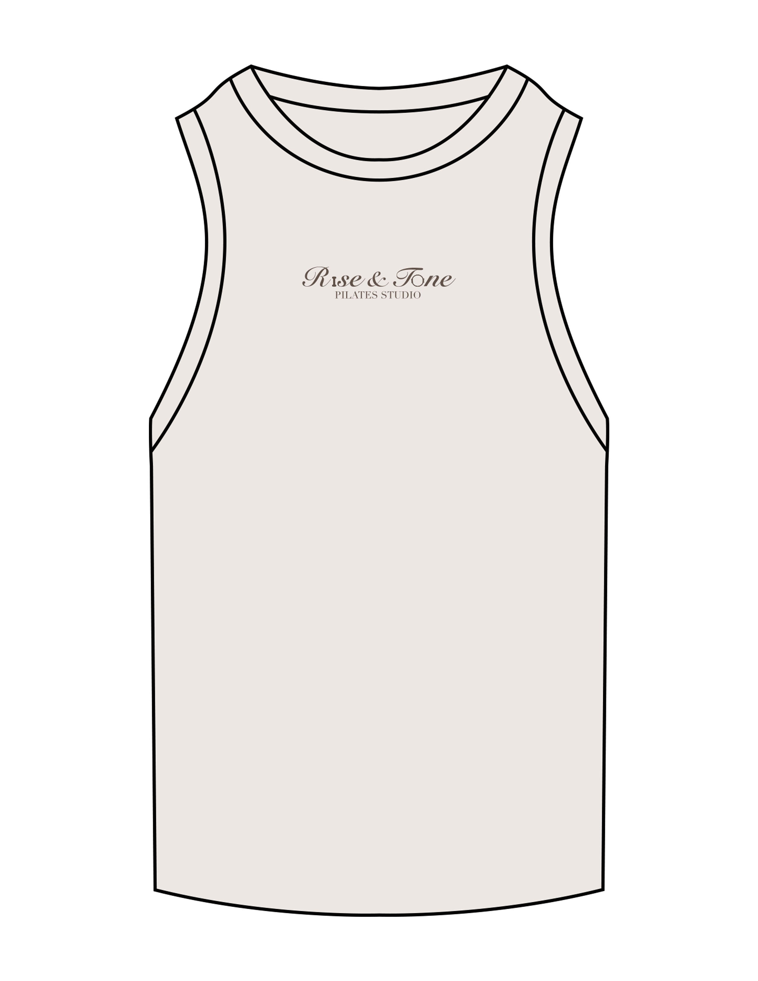 The Ribbed Full Length Tank - Bone - Rise and Tone - Center chest Stacked - Embroidered - Brown