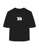 The Oversized Crop Tee - Black - Alpha Fit - Chest Center Stacked - White