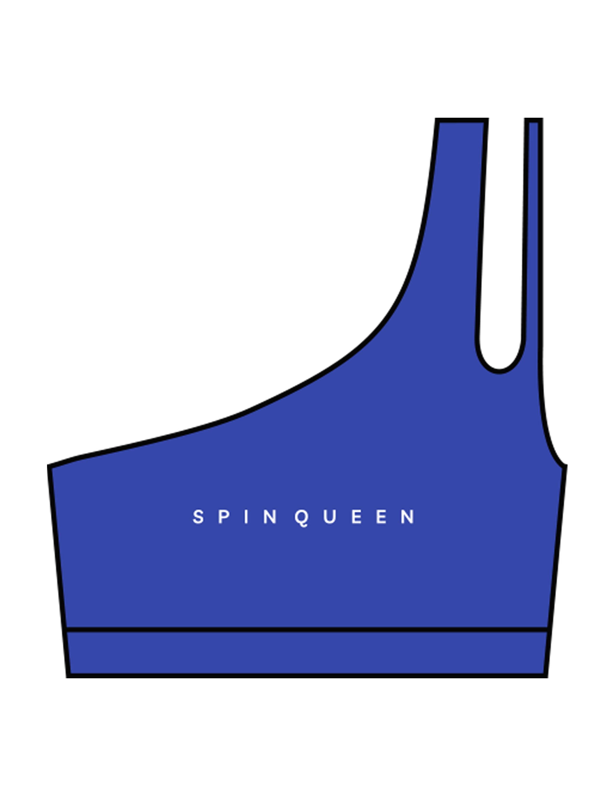 The One Shoulder Bra - Klein Blue - Spin Queen - Center Chest & Center Back - Printed - White