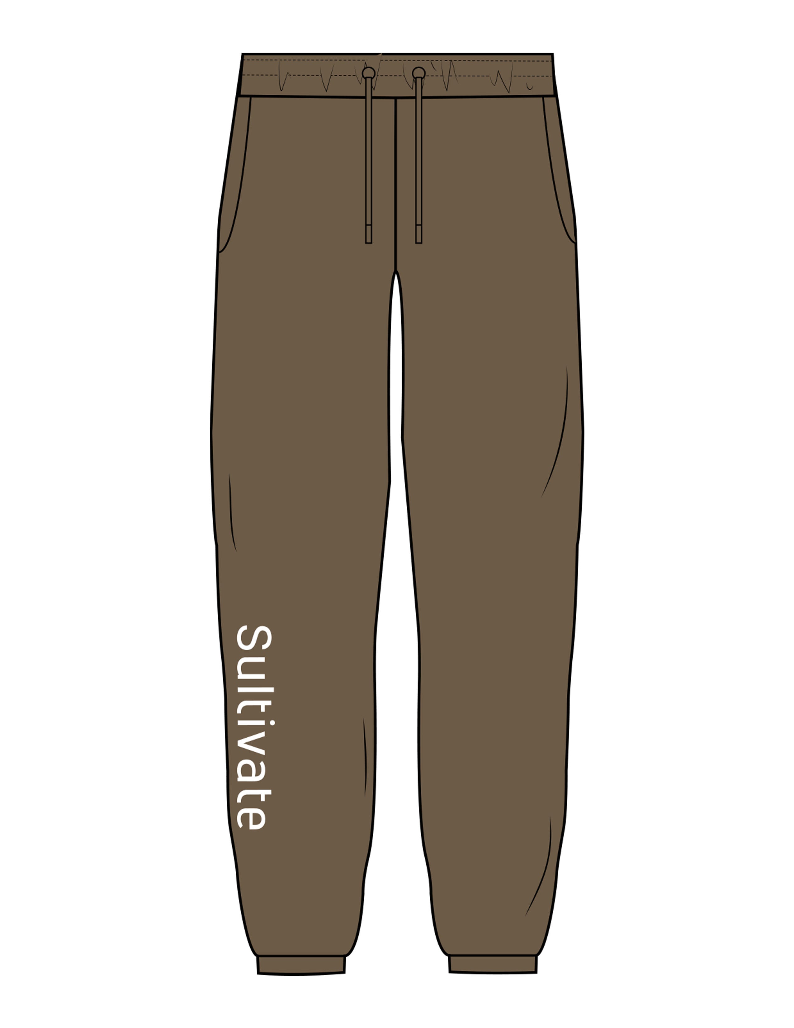 The Mens Classic Sweatpants - Walnut - Sultivate - Right Leg - Printed - White