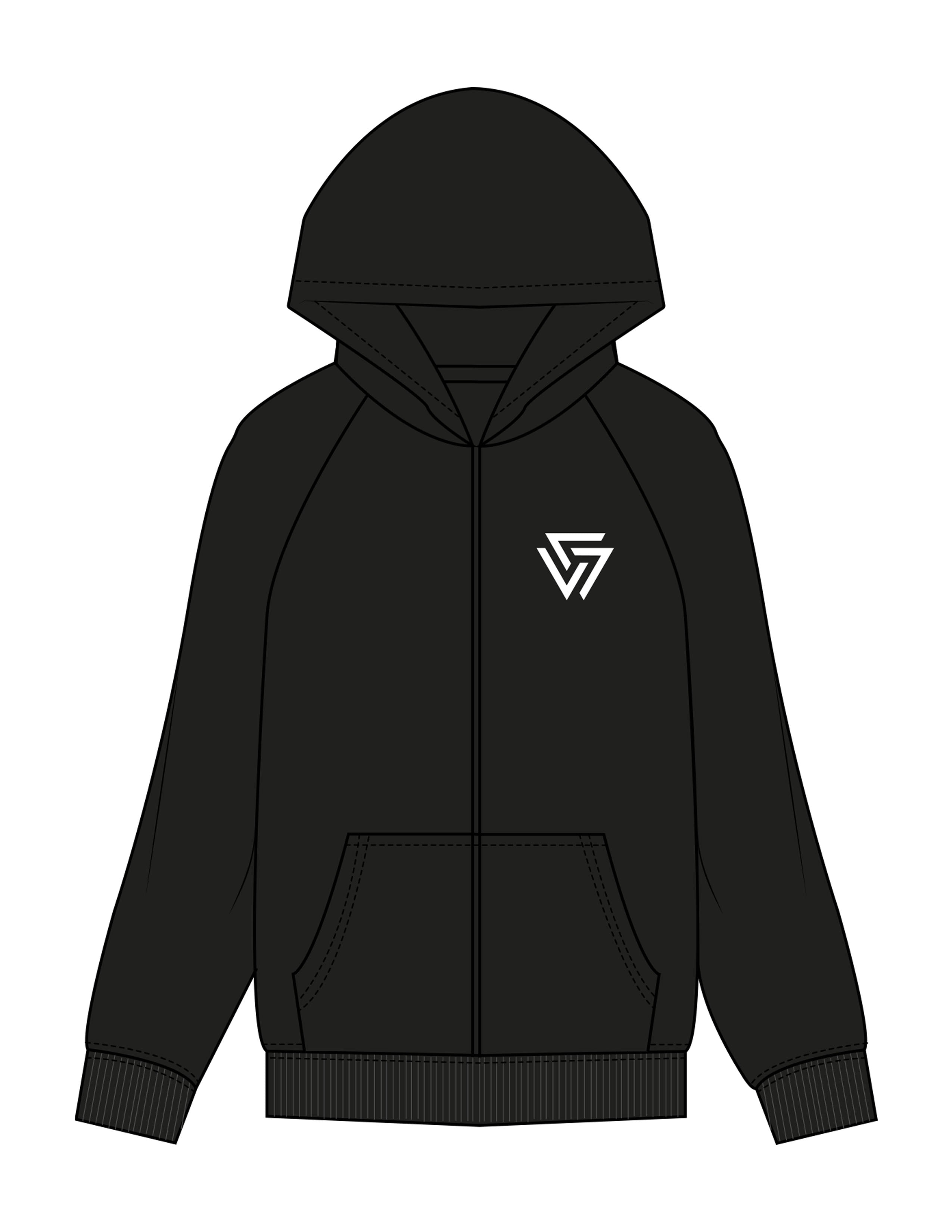 The Womens Zip Hoodie - Black - LVL - Left Chest & Center Back - Printed - Full Color