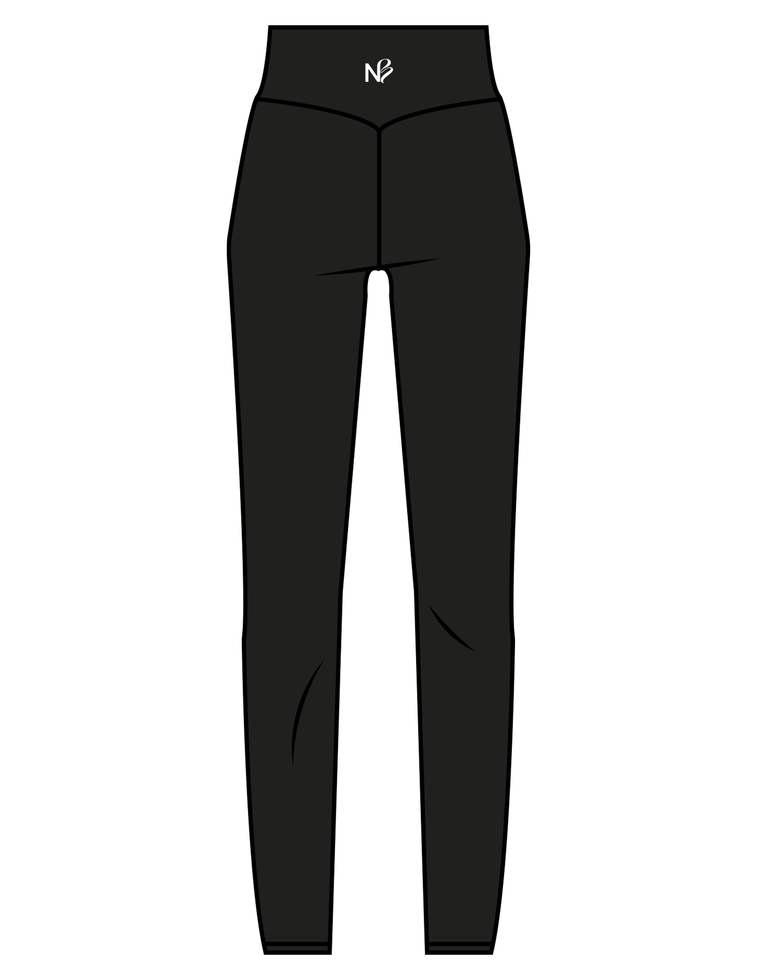 The Basic Legging - Black - Neighborhood Barre - Left Leg "INSTRUCTOR" & Back Waistline "NB" - Printed - White