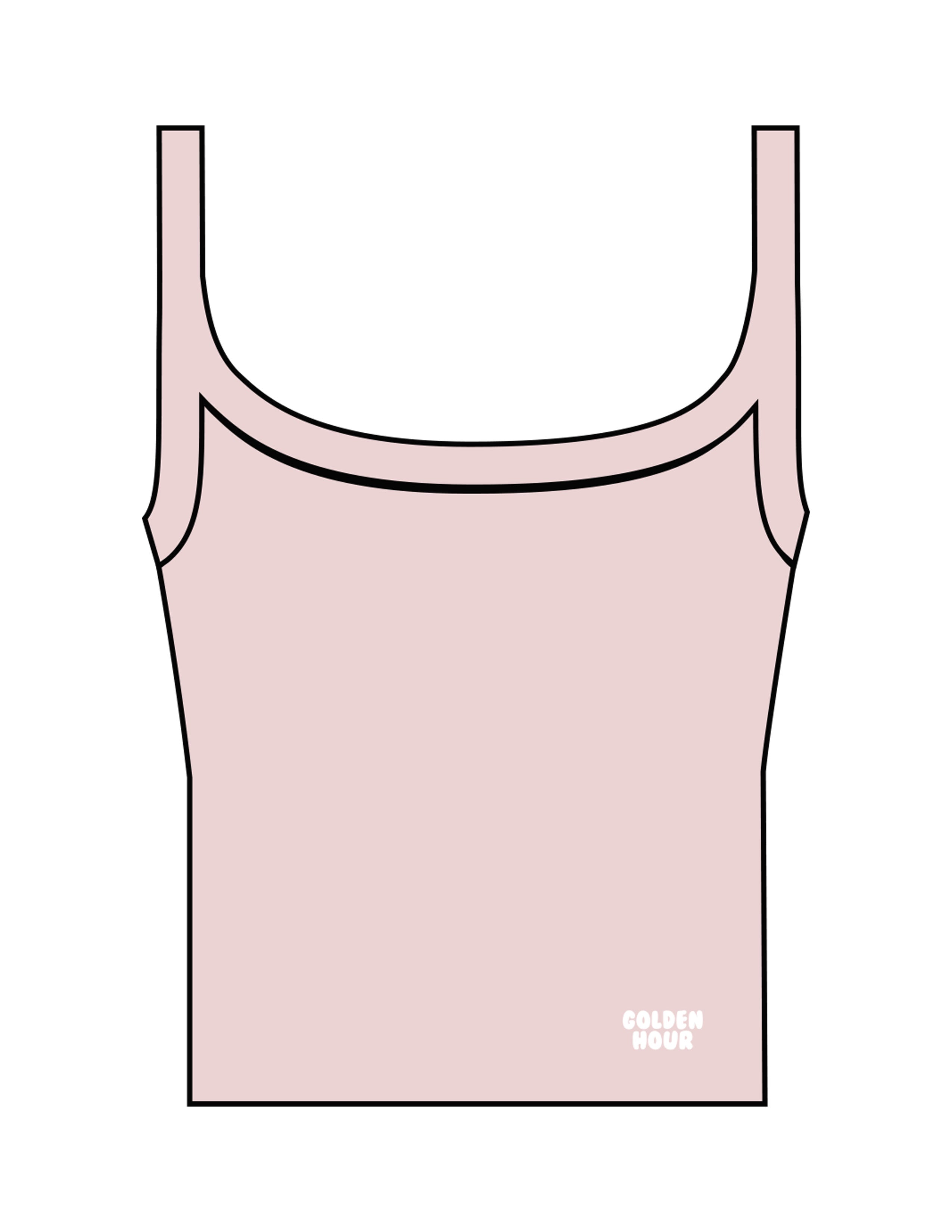 The Micro Rib Strappy Crop Tank - Pink - Golden Hour - Front Bottom Stacked - Printed - White