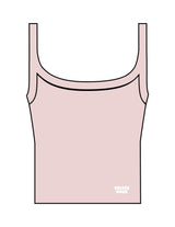 The Micro Rib Strappy Crop Tank - Pink - Golden Hour - Front Bottom Stacked - Printed - White