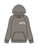 The Mens Hoodie - Washed Gray - Mega Well - Left Chest - Printed - White