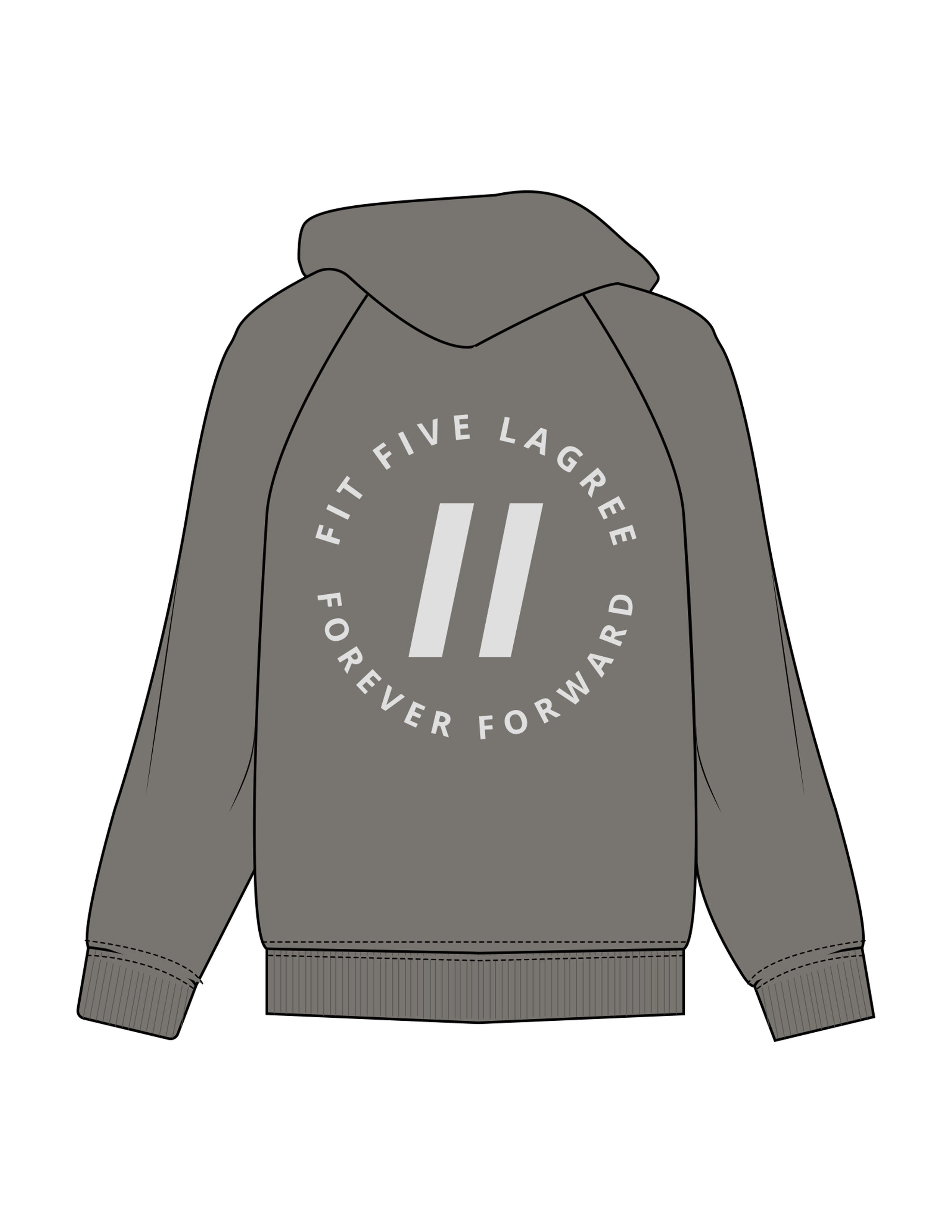 The Mens Hoodie - Washed Gray - Fit 5 - Left Chest & Back Round - Printed - Off White