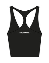 The Racer Tank - Black - Saltvault - Left Chest & Center Back - Printed - White
